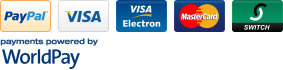 Payments powered by WorldPay - PayPal, Visa, Visa Electron, Mastercard, Switch